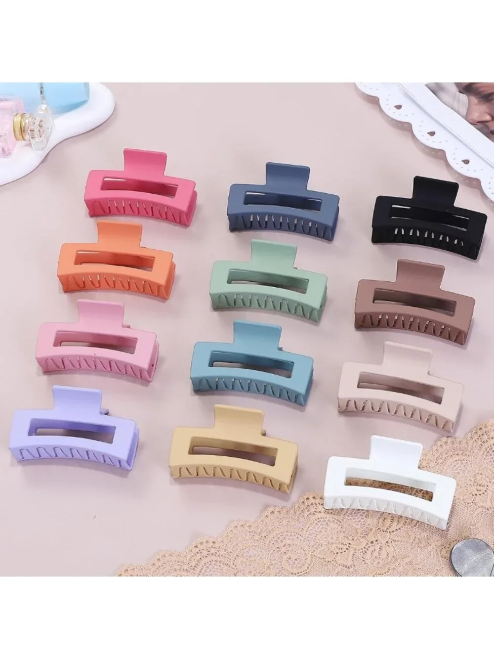 Colorful 12 Pcs Medium Hair Clips - 3.5 Inch Square Jaw Clips for Thick & Thin